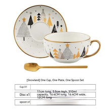 Charger l'image dans la galerie, Service à thé de Noël en céramique blanche avec motifs dorés, élégante et festive pour les fêtes