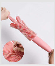 Charger l'image dans la galerie, Brosse en silicone rose flexible pour gants de vaisselle magiques en silicone alimentaire